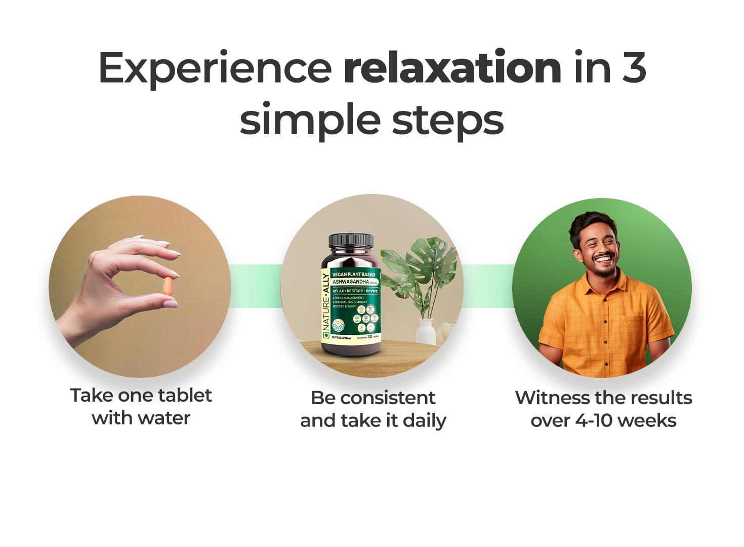 Nature Ally NatureAlly Ashwagandha (500 mg) | Extra Strength Natural Formulation | Support strength & energy | Withania Somnifera Extract - 30 Vegetarian Tablets, (Pack of 1)