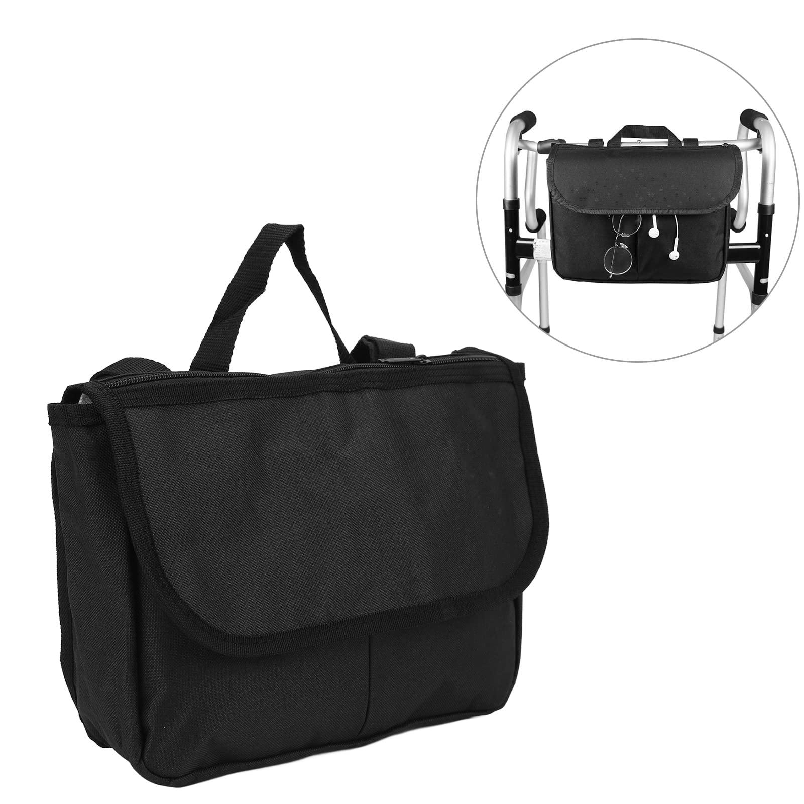 Luroze Walker Storage Bag, Strong Durable Waterproof Lightweight 600D Encrypted Polyester Fabric Scooter Walker Wheelchair Carry Case Black