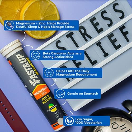 FAST&UP Fast&Up Magnesio - Restful Sleep Supplement - Magnesium & Zinc for Stress Management & Promoting Deep Sleep (60 Effervescent Tablets, Lime & Lemon Flavor)