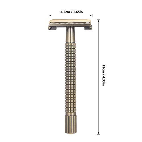 Layfuz Metal Double-Edged Shaving Razor Safety Beard Razor Manual Mustache Removal Traditional Shaving Tool for Hotel Home Travel