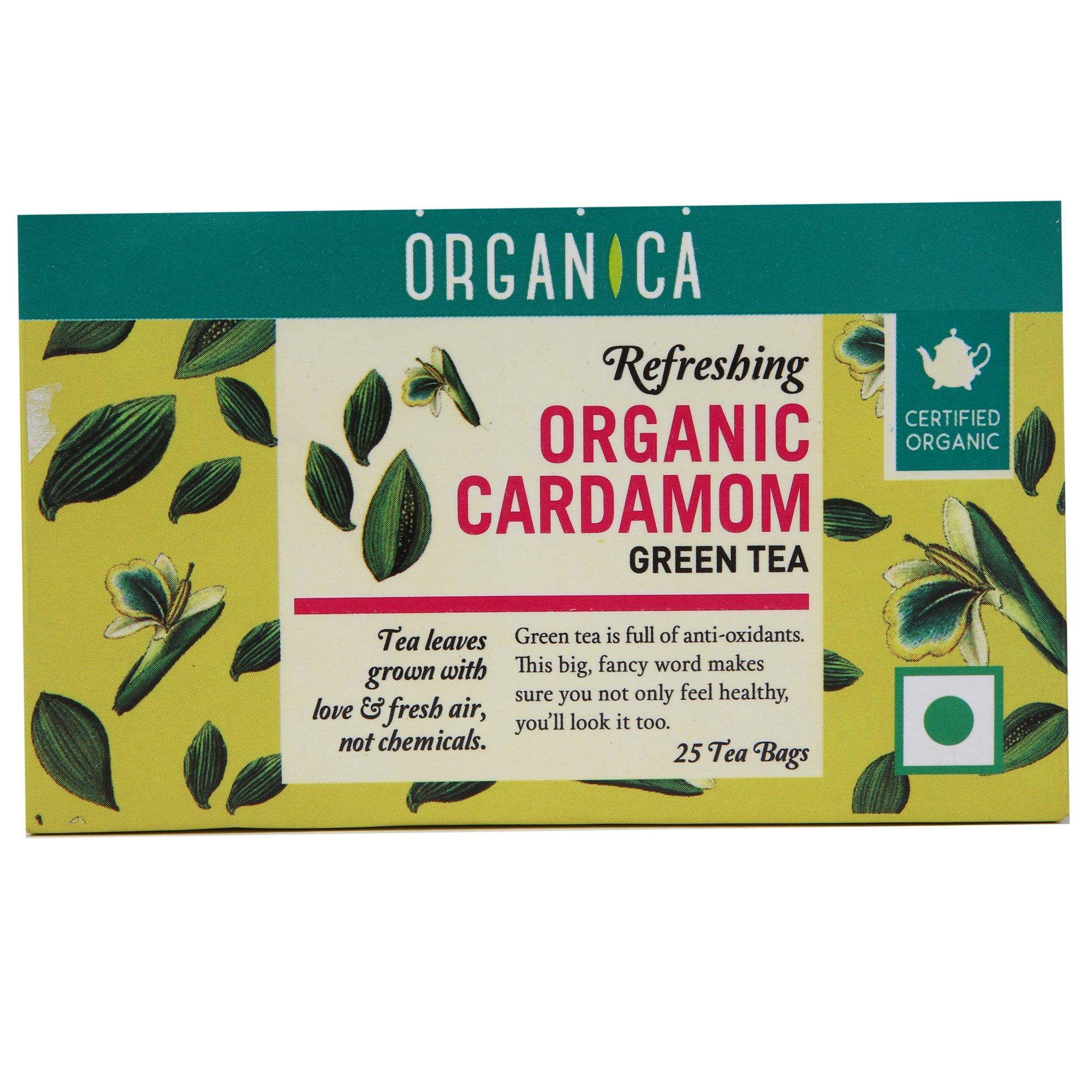 Organica Organica Cardamom Green Tea Elaichi Chai 25 Tea Bags