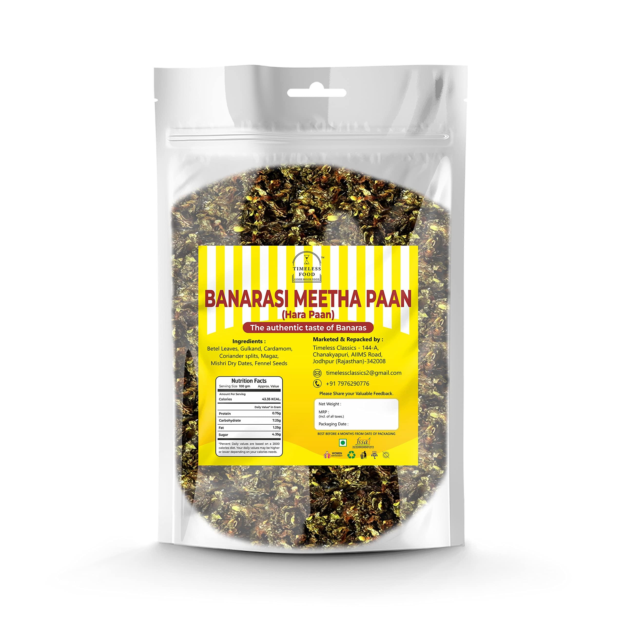 Timeless Food Timeless Food : Banarasi Meetha Paan Mukhwas, 380 gm (Hara Pan), Authentic Cool After meal Mouth Freshener