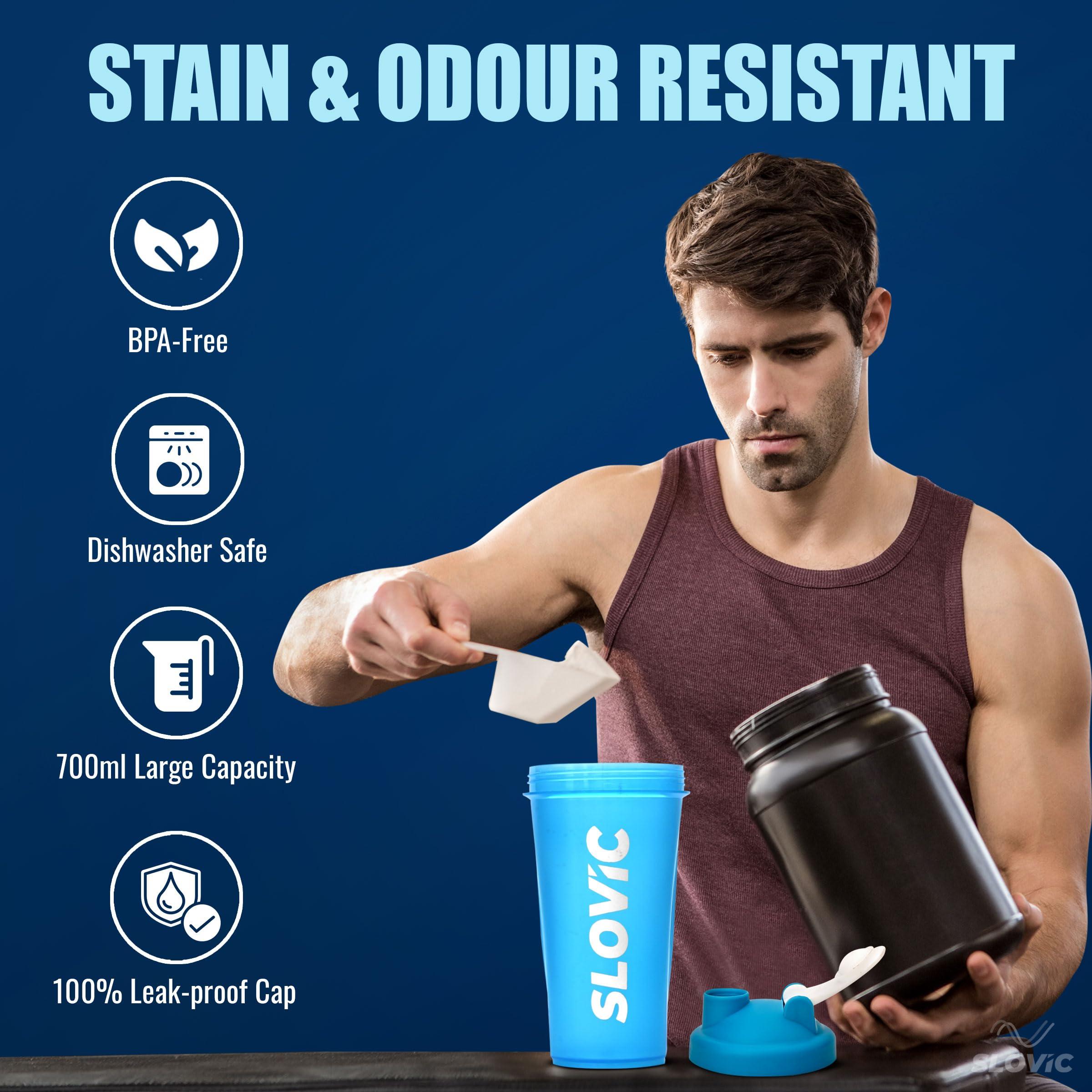 SLOVIC SLOVIC Shakers for Protein Shake, Plastic Free Gym Bottles for Men, Odor free Protein Shaker Bottles for Protein Shake, Leakproof Gym Shaker Bottle (Blue)