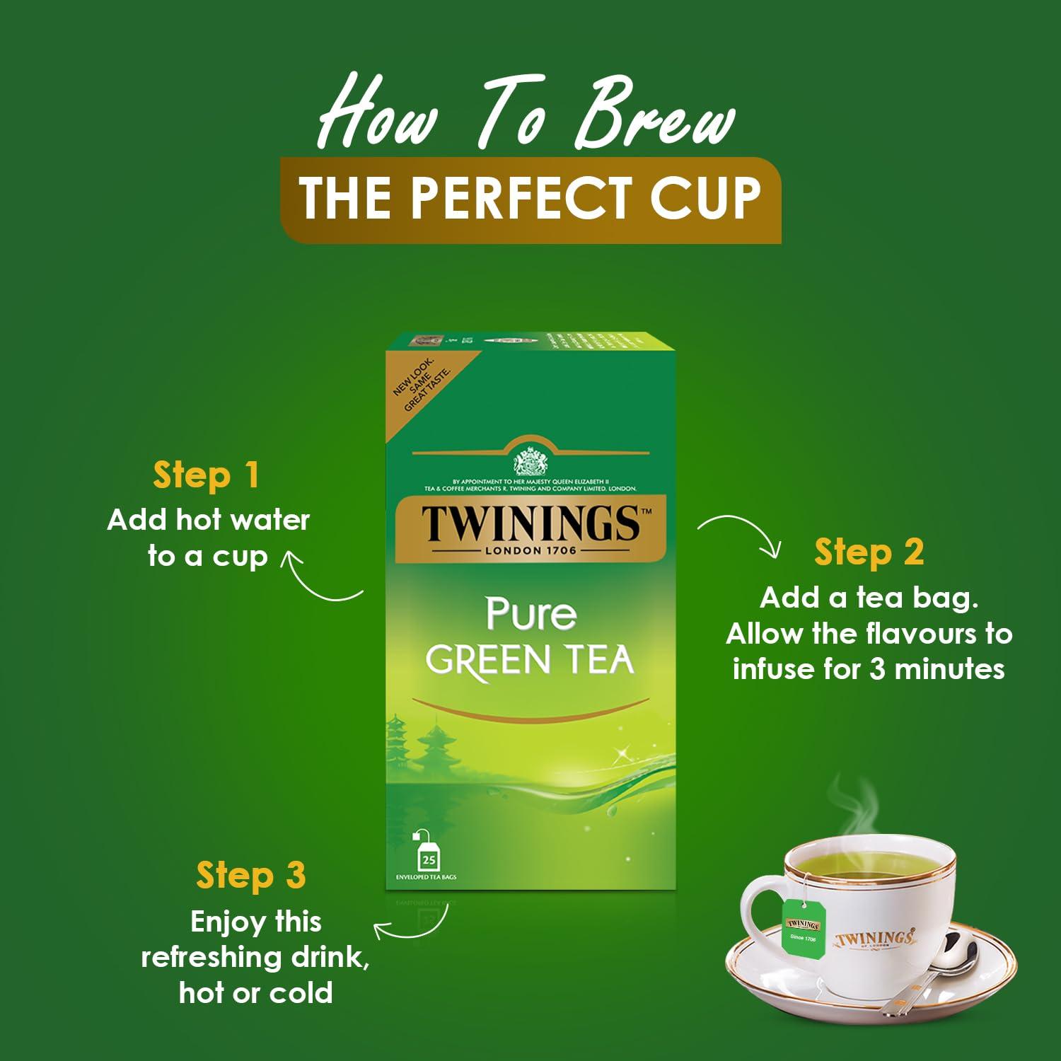 Twinings Twinings Pure Green Tea, 25 Teabags, Green Tea, Perfectly Balanced & Refreshing., 50 Grams