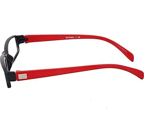 Glasswear Glasswear Reading Glasses For Men & Women Anti Glare 1.00 1.25 1.50 1.75 2.00 2.25 2.50 2.75 3.00 3.25 3.50 3.75 4.00 4.25 4.50 Black And Red Sides Square Frame (0.50)