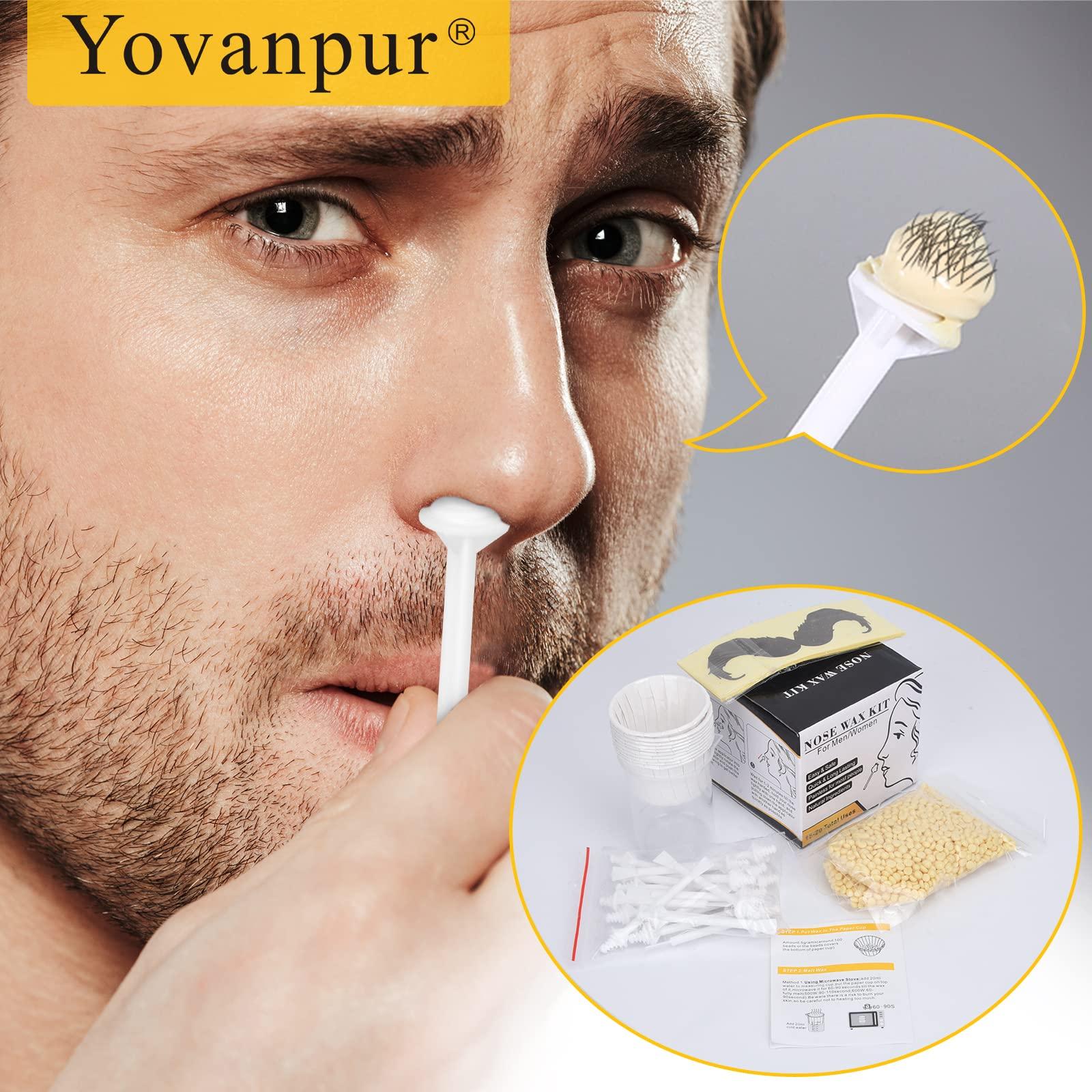 Yovanpur Nose Wax Kit for Men Women, Yovanpur Nose Hair Waxing Kit with 100g Nose Hair Wax Beads (15-20 USES), 20 Applicator, 15 Mustache Protector, 10 Paper Cups, 1 Measuring Cup - Easy, Quick and Painless