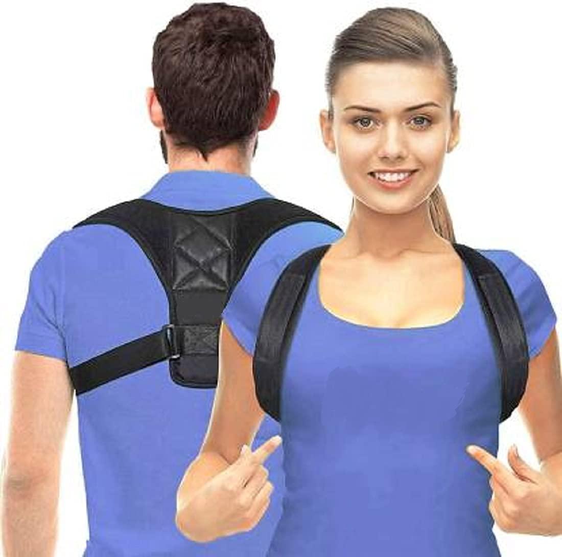 New Delhi YesGo Upper Back Pain Relief Adjustable Back Brace Posture Corrector Shoulder Support Belt (Pack of 1) (XL Size) Black