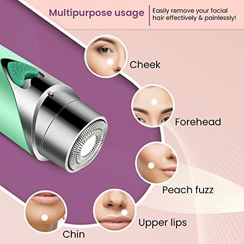 AGARO AGARO Facial Hair Remover MHR100 for Women, Flawless Electric Painless Hair Remover with 3D Floating Head, Precision Smooth Finish for Upper Lip, Chin & Cheeks, Eyebrow, Ideal for On-the-Go, Green