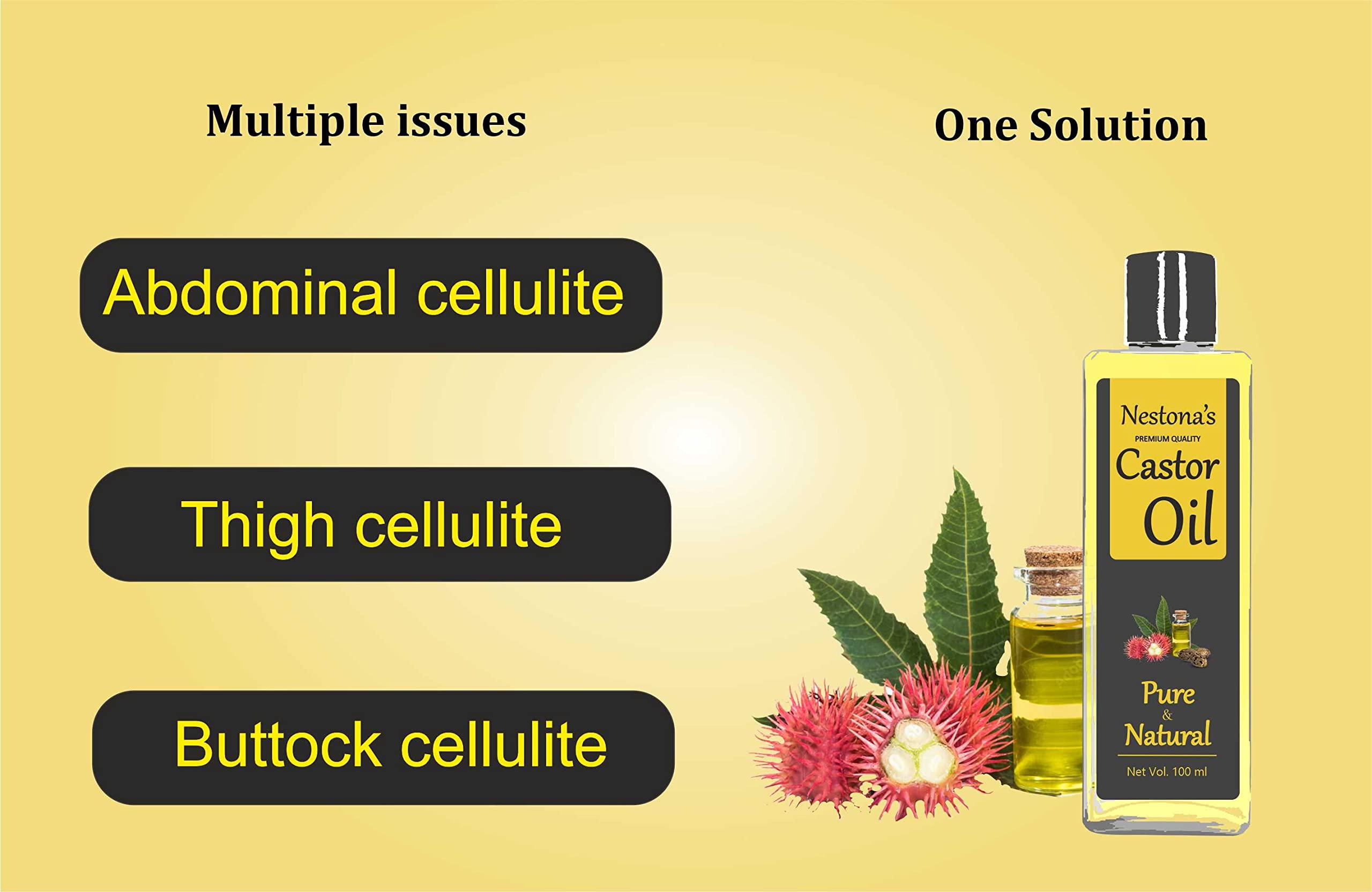 Generic Nestona's CelluClear CastorOil: Targeted Cellulite Solution 100 ml | Abdominal Cellulite Pro | Best for Buttack Cellulite | Massage Oil | Natural and Organic Oil