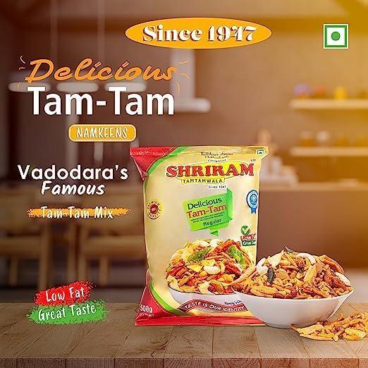 SHRIRAM TAMTAMWALA SHRIRAM TAMTAMWALA (Original) Delicious Tamtam Regular Mixture Vadodara Tamtam Mix Namkeen 250gm (Pack Of - 2)