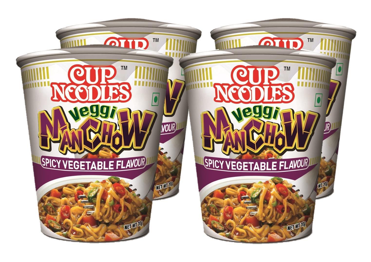 Nissin Cup Noodles Nissin Cup Noodles Vegetarian Veggie Manchow, 70 grams (Pack of 4)