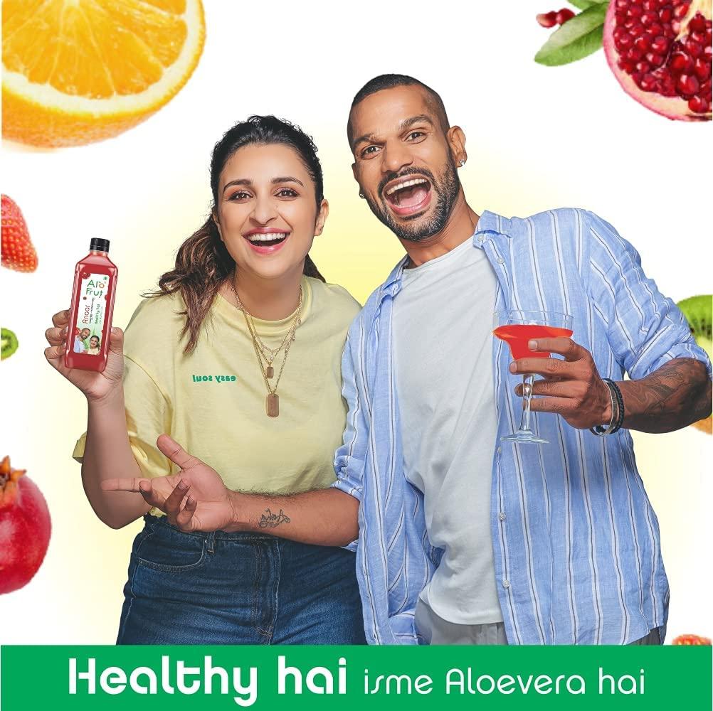 ALO FRUT Alo Frut Anaar Aloevera Juice WIth Aloevera Chunks 200ml(Pack of 48) - 1 Case | Fruit Juice WIth Aloevera Chunks | Healthy Hai Isme Aloevera Hai | Ready To Serve Drink