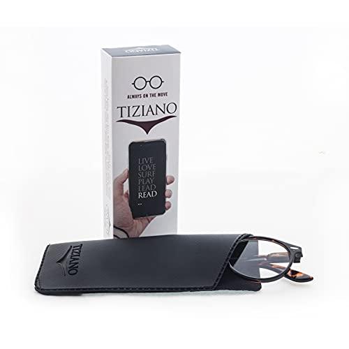 TIZIANO TIZIANO New Age Reading Glasses with Spring Hinge (Model: 165064 Tortise shell +1.00 with Round Eye shape)