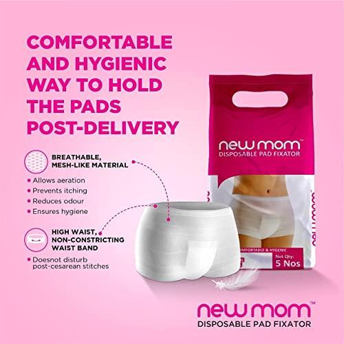 LUREME LUREME Combo Value Pack New Mom Maxi Maternity Sanitary Pads Napkins and XL Panty Pad Fixator for Pregnancy / After Delivery. 5 New Mom Pads and 5 XL (for Hip Size 101-112cm) Panty Pad Fixator
