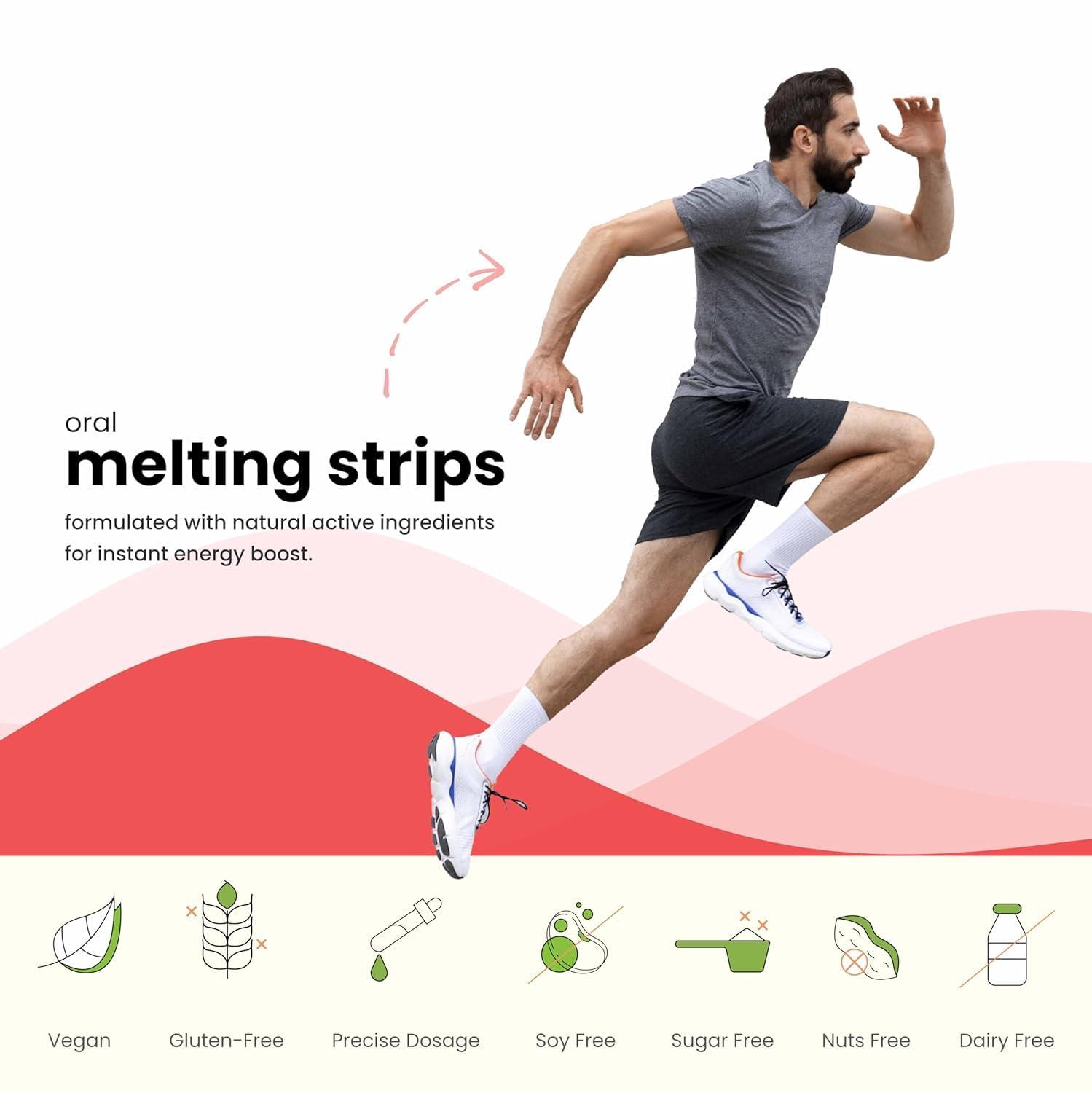 Stronger me. Stronger Me Energy Supplement with Plant Based 50 mg Caffeine, Taurine, L-Theanine, Vitamin B5, B6, B9, B12 for Enhanced Performance and Reduced Fatigue. Ideal for Pre-Workout and Sports Activities | Chocolate Mint Flavor | 30 Oral Strips.