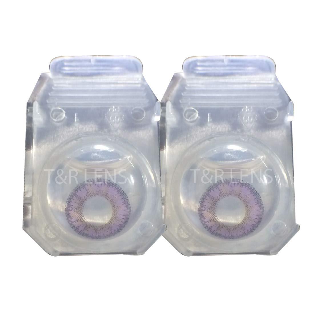 Iconic eye Iconic Eye Purple Monthly Zero Power Monthly Contact Lens 2+ Multi Plus Solution with Lens Storage Box - By T&R Lens