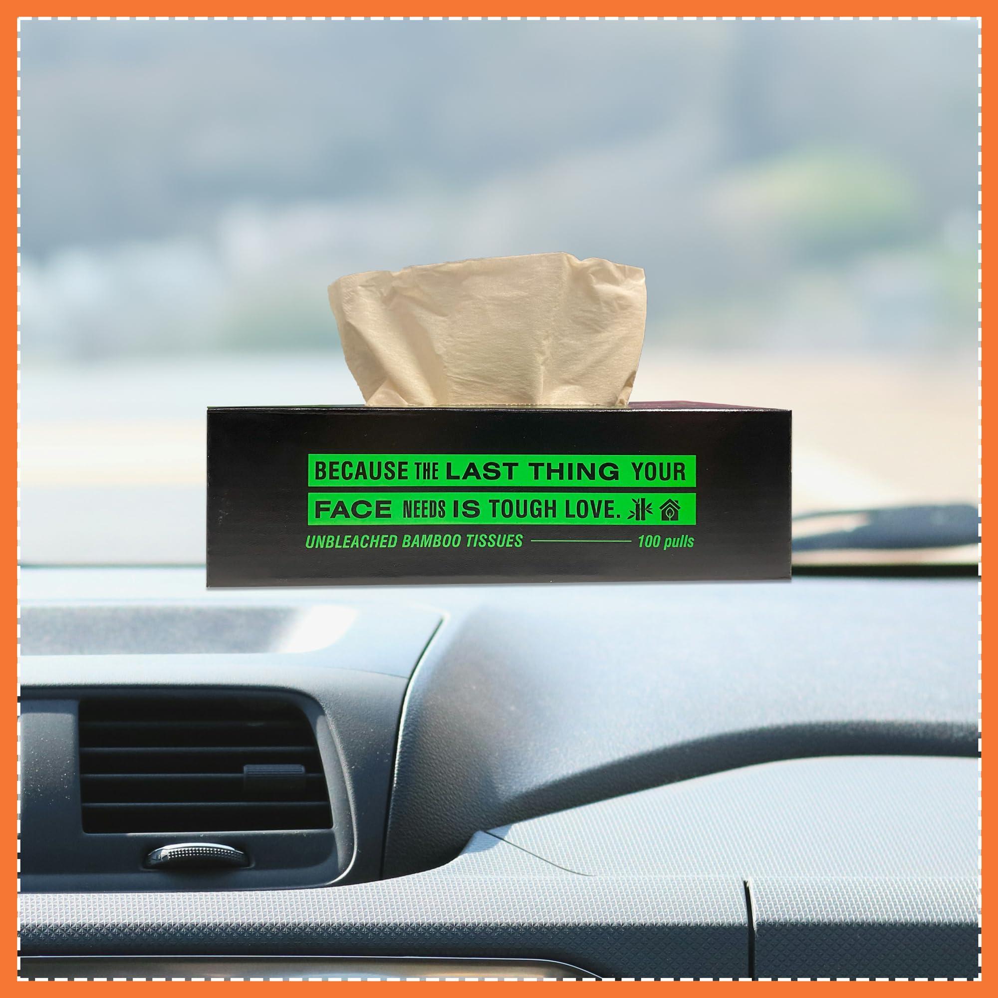 Beco Beco Bamboo Super Soft 2-ply Car Tissue Box| Facial Tissue-100 pulls x 3 Packs (300 Pulls) | 100% Natural & Ecofriendly