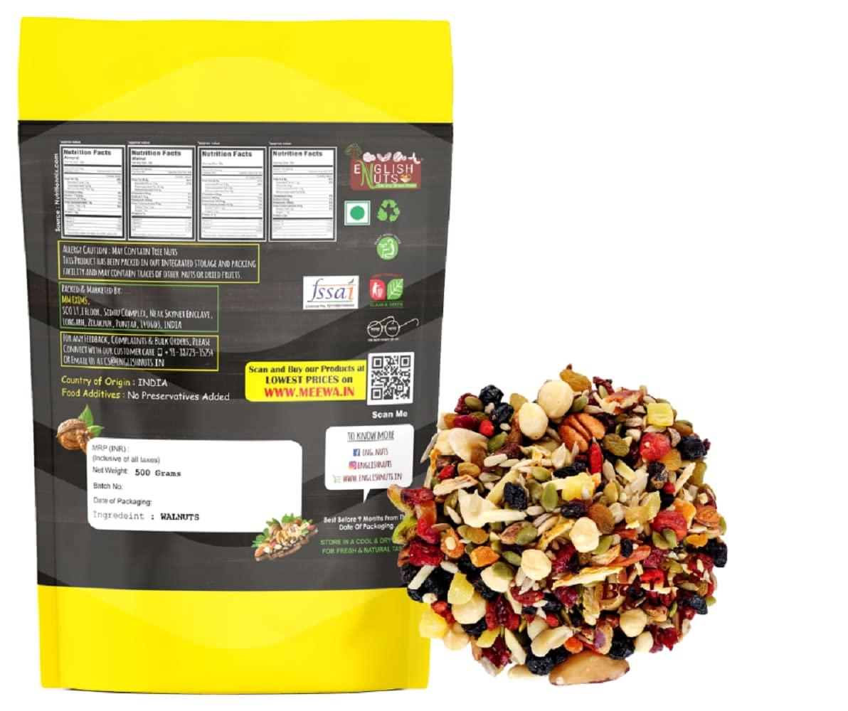 ENGLISH NUTS-THE DRY FRUITS HOUSE ENGLISH NUTS-THE DRY FRUITS HOUSE Mixed Dry Fruit, Nuts, Seeds, Berries - 1Kg Trial Mix| 10+ Varieties Like Almonds, Walnuts, Cranberry, Flax Seed & Many More.