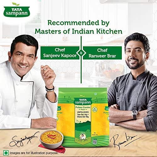 Tata Sampann Tata Sampann Pulses Combo Pack, Unpolished Toor Dal (Arhar Dal) & Unpolished Chana Dal, 2 kg