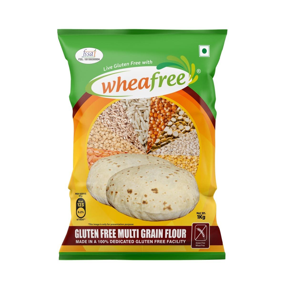 wheafree Wheafree Gluten Free Combo Pack - Missi Roti Flour 1Kg + Gluten Free Multigrain Flour (1kg x 2) | High in Protein, Vitamins, Minerals and Micronutrients | 100% Gluten Free Veg Ingredients