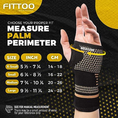FITTOO FITTOO Copper Wrist Compression Sleeve, Copper Infused Wrist & Hand Compression Sleeve Brace for Improve Circulation, Relieve Wrist Discomfort,Tendonitis, Sprains, Sports, Gym Workout
