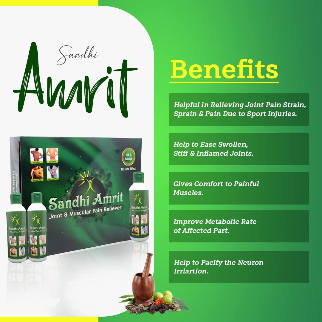Divya Shri Divya Shri Sandhi Amrit Pain Relief Oil 100% Pure Herbal and Ayurvedic Relief from Joint Pain, Muscle Pain & Body Pain (Pack of 3)