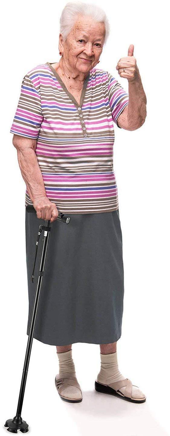 WOX MOX WOX MOX Portable Aluminium Alloy Handle Dependable Professional LED Light Folding Walking Stick for Old Gentleman, Walking Sticks for Old People, Walking Stick for Old Women