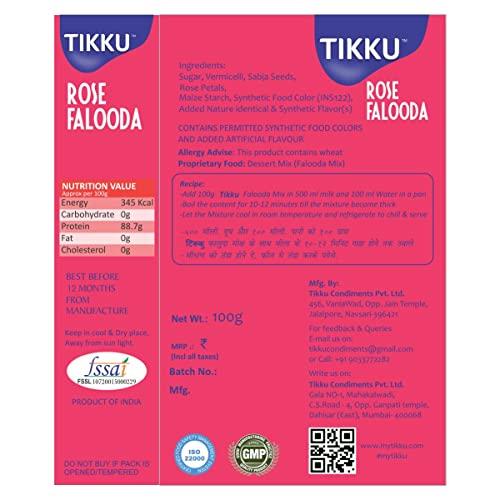 TIKKU Tikku Premium Rose Falooda Mix 100 g Box | Instant Falooda mix | Dessert Mix