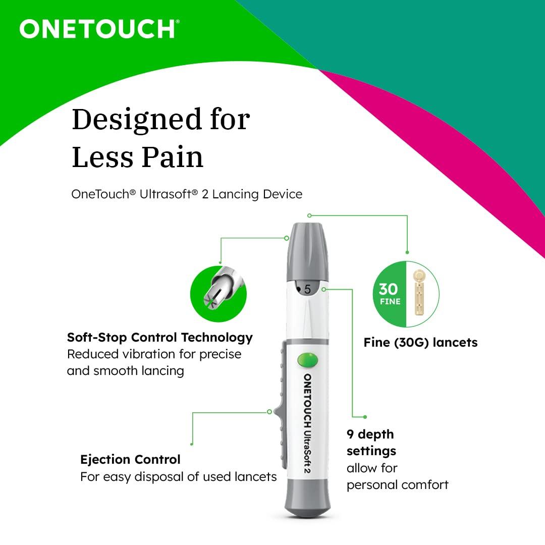 OneTouch OneTouch Select Plus Simple glucometer machine with 50 Test Strips & 50 additional Ultrasoft 2 Lancets (total 60 lancets) | Simple & accurate testing of Blood sugar level at home | Global Iconic Brand