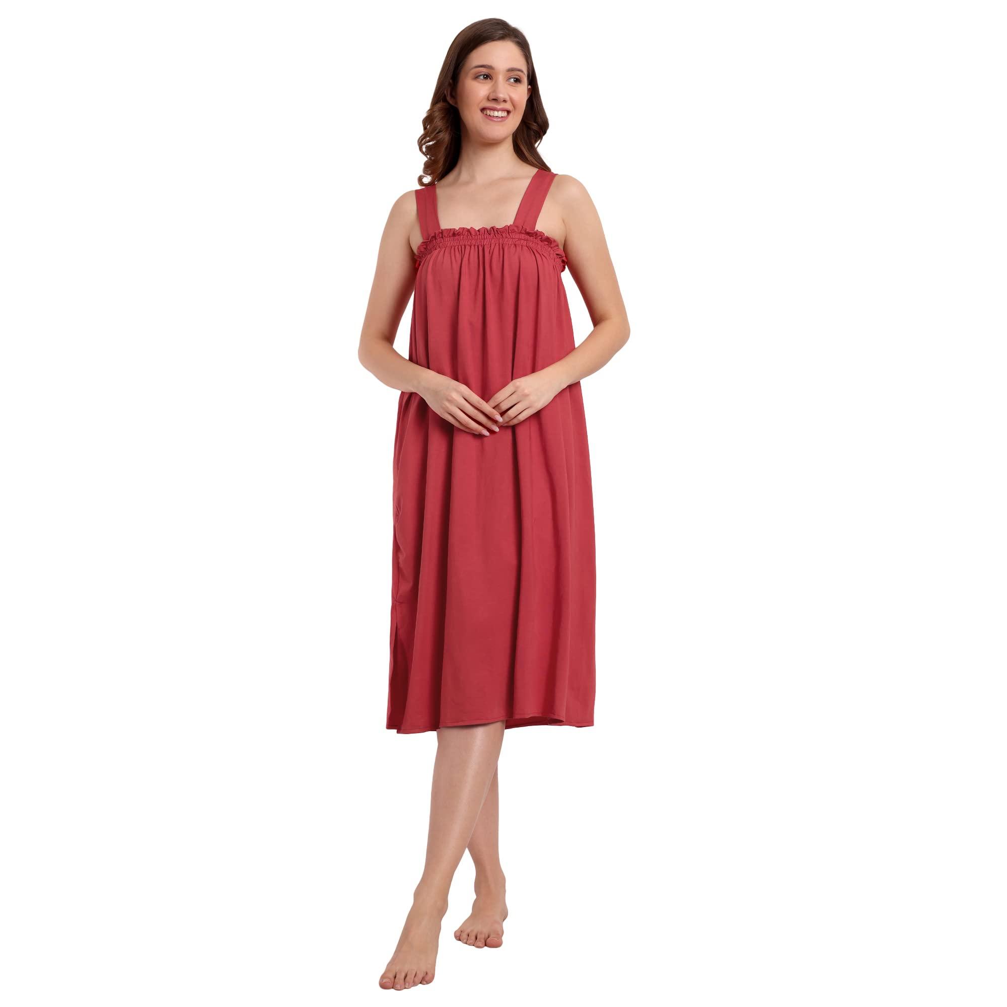 DREAMWEAVERS DREAMWEAVERS Women\'s Cotton & Polyester Gown for Facial Waxing Spa Massage Makeup Parlor Facial Gown Makeup Gown for Beauty Parlor, Salon, Spa & Personal Home use Free Size (Red)