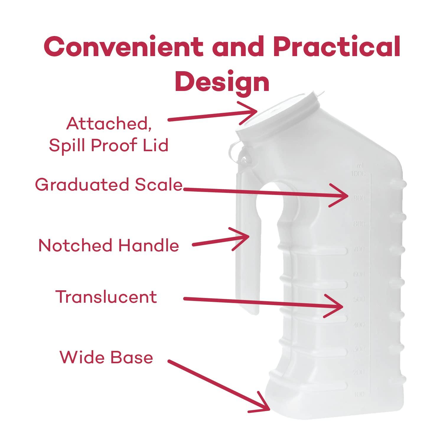 Dealmed Dealmed Male Urinal with Cover, Translucent, 1000 cc, Ea