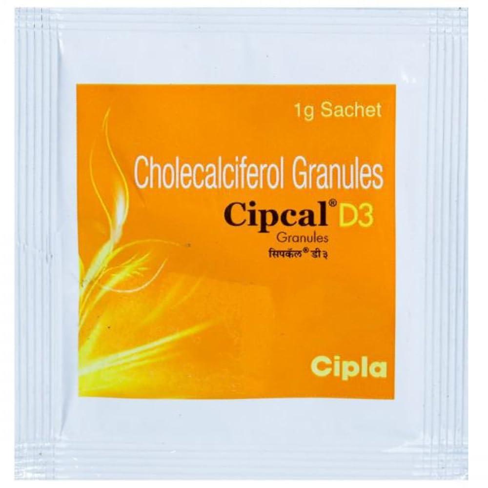 Generic Cipcal D3 Granules Vitamin D3 supplement Cholecalciferol Pack of 10 Sachets (each 1 gram) (1)