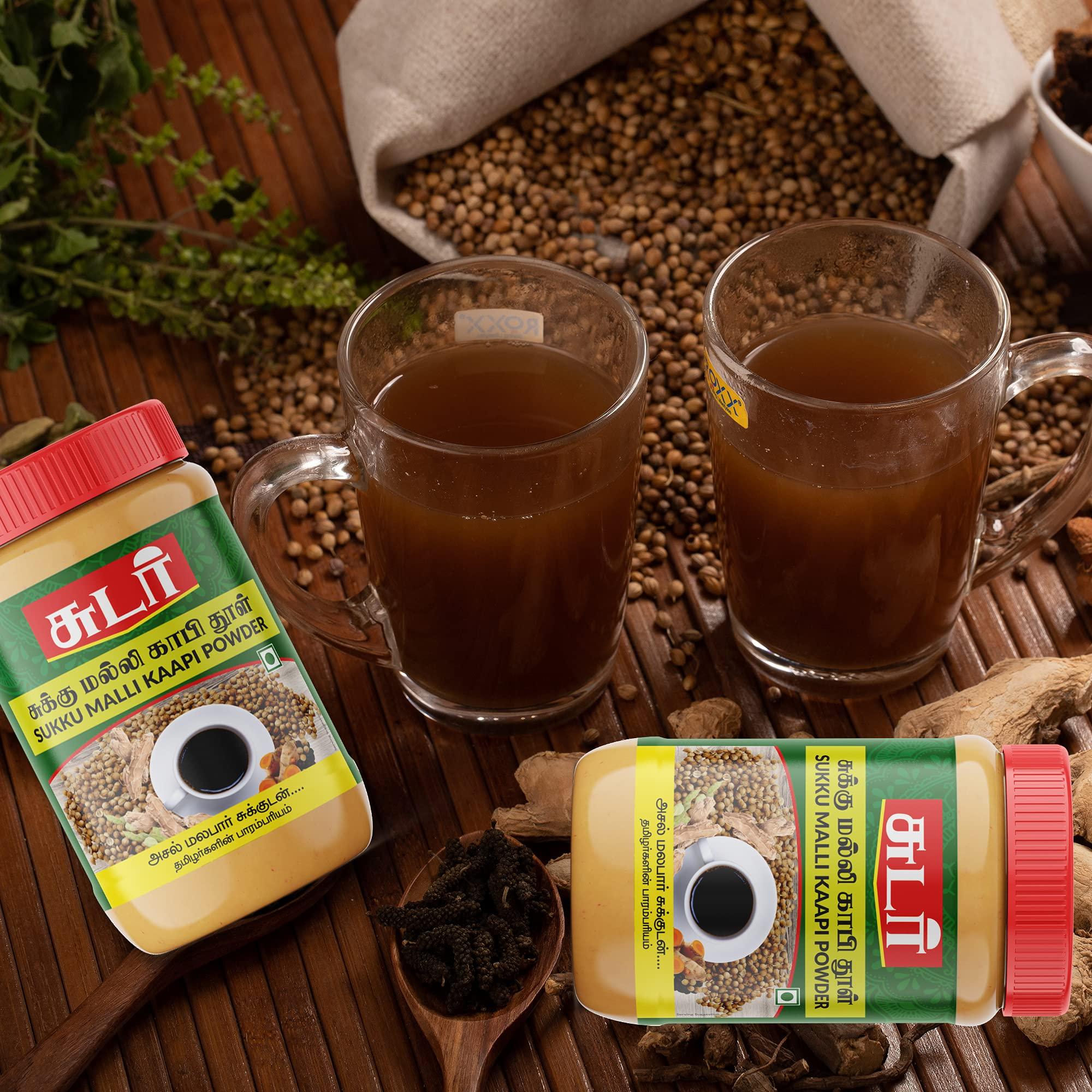 SUDAR Sudar Sukku Kaapi Powder, Ginger Coriander Coffee Powder Instant 200 Grams Jar (Pack of 4)