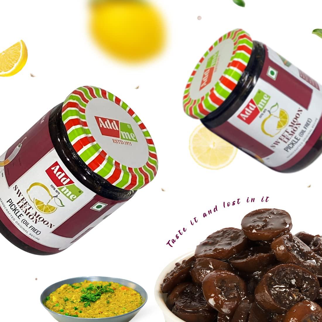 Add me Add me khatta meetha Lemon Lime Pickle Without Oil 1.2kg nimbu ka achar Sweet and Sour Homemade Taste 600gm (Pack of 2)