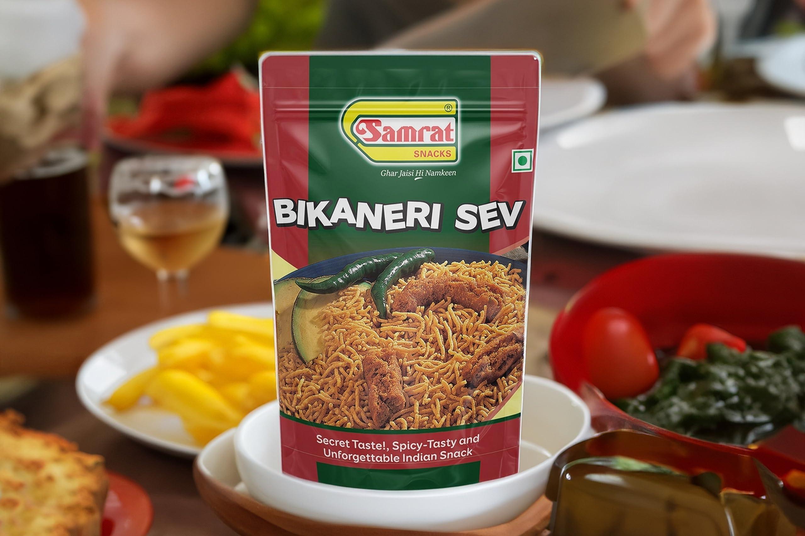 SAMRAT SAMRAT| BIKANERI SEV Crazy Slims Tangy & Crispy Taste Namkeen|Ghar Jaisi Hi Namkeen|Healthy Snacks|Every Day Fresh Indian Snacks |Traditional Indian Snacks| (400G)