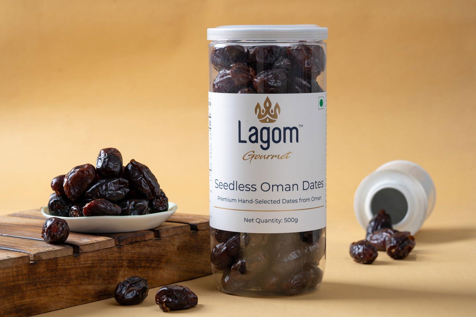 Lagom Lagom Gourmet Seedless Omani Dates 1 kg | All Natural | No Preservatives | No Added Sugar | Gluten Free | Vegan | Plant Based | Non GMO | Dates Dry Fruits | Khajur | Khajoor | Khejur