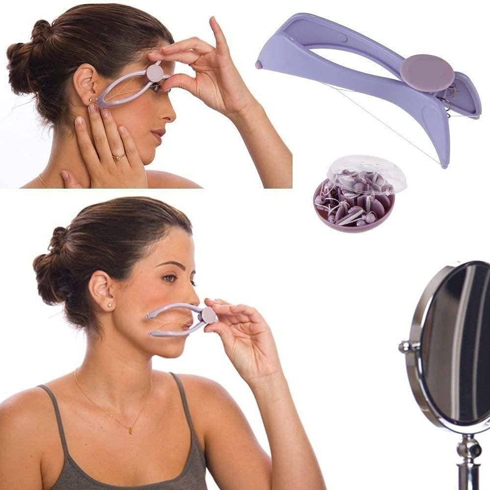 Naivete Naivete Slique Eyebrow Threading Machine For Face and Body Hair Thread and Removal Epilator System Tweezer Trimmer Kit for Women (PurpleColour, 1 pcs)