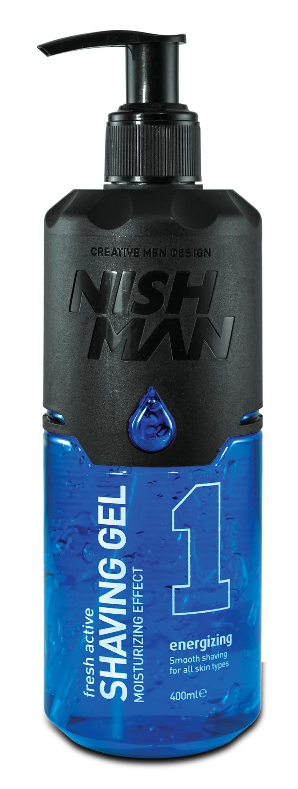 nishman Nishman Fresh Active Energizing Non Foaming Shaving Gel | Smooth Shaving | Ultra Sensitive Formula | All Skin Type | Vegan, No Sulfates, Parabens or Silicones | 400 ML