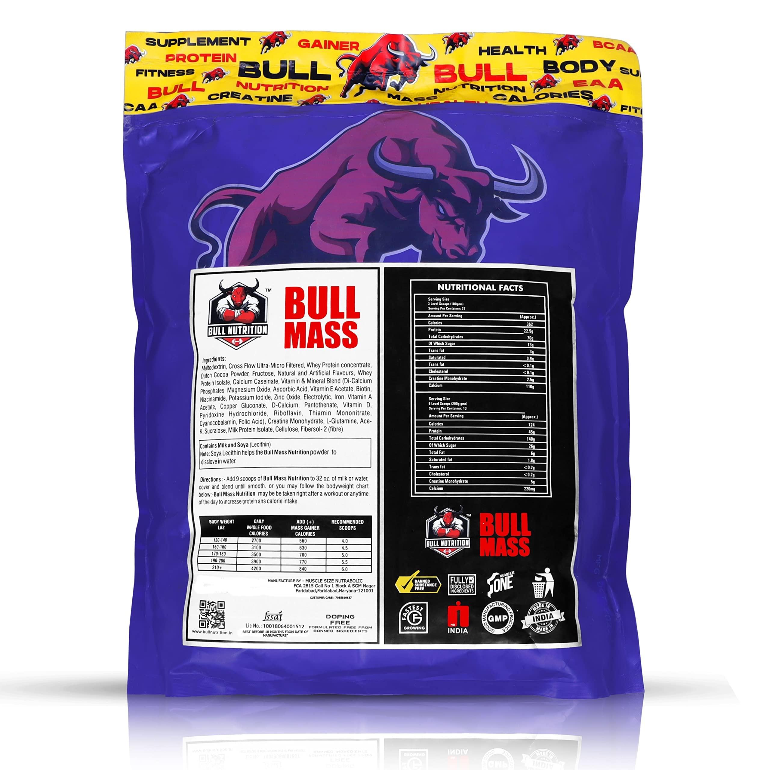 MUSCLE SIZE MUSCLE SIZE Bull Mass Gainer Powder Rapid Muscle Recovery and Muscle Growth 6lbs,2.72kg STRAWBERRY