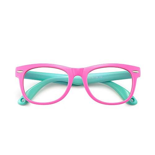 JM JM Anti Blue Light Blocking Glasses for Girls Computer Screen Protector Light Anti Eye Strain Glasses Pink Frame Green Temple