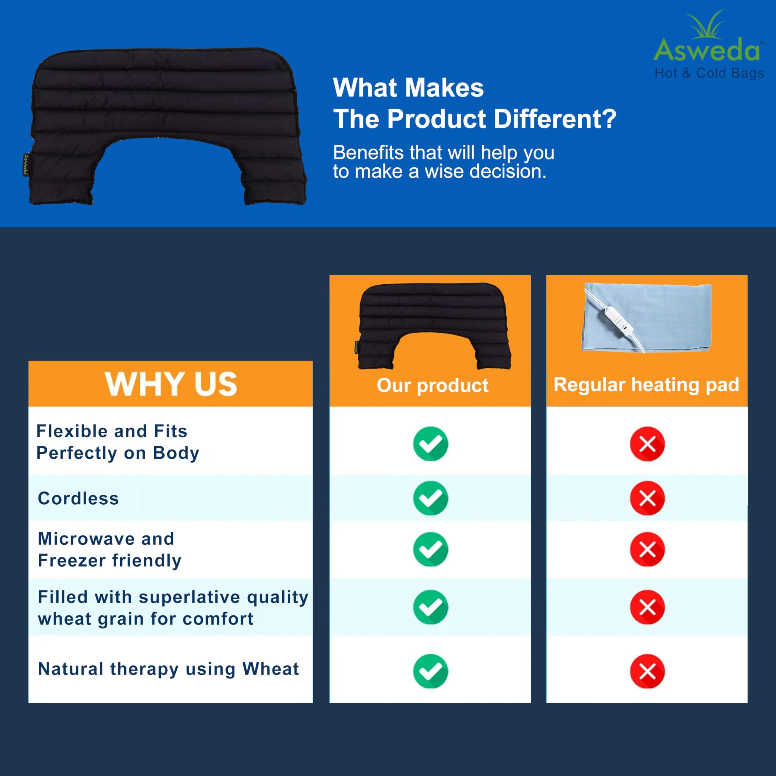 Asweda Hot & Cold Bags Asweda Hot & Cold Reusable Wheat Bags for Shoulder Pain Relief. Natural Therapy, Microwaveable. Chemical Free Pain Relief & Relaxation. Muscle, Joints, Swelling, Injuries | Heating, Ice Pack (Blue)