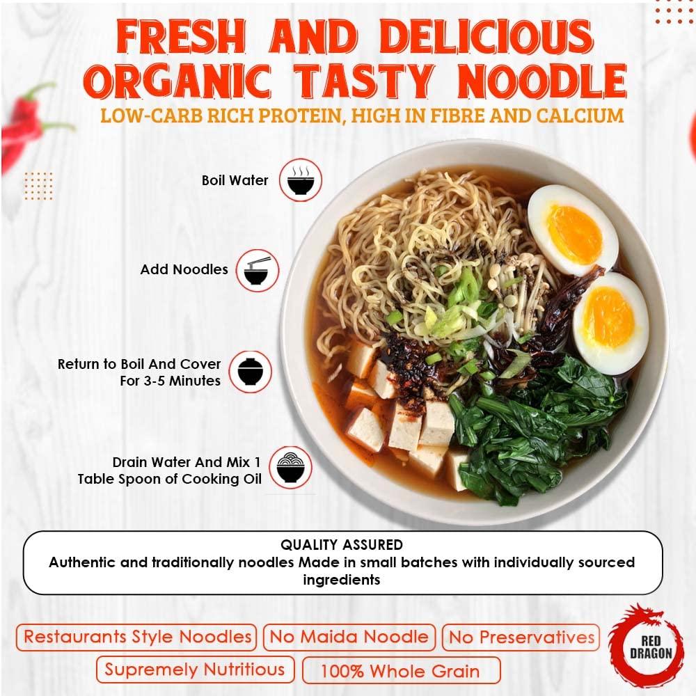 Red Dragon Red Dragon Chinese Non Sticky Egg Noodles Fresh And Delicious Organic Tasty Cuisine 600G (Pack Of 2) |No Preservatives, Low Carb, 600 grams