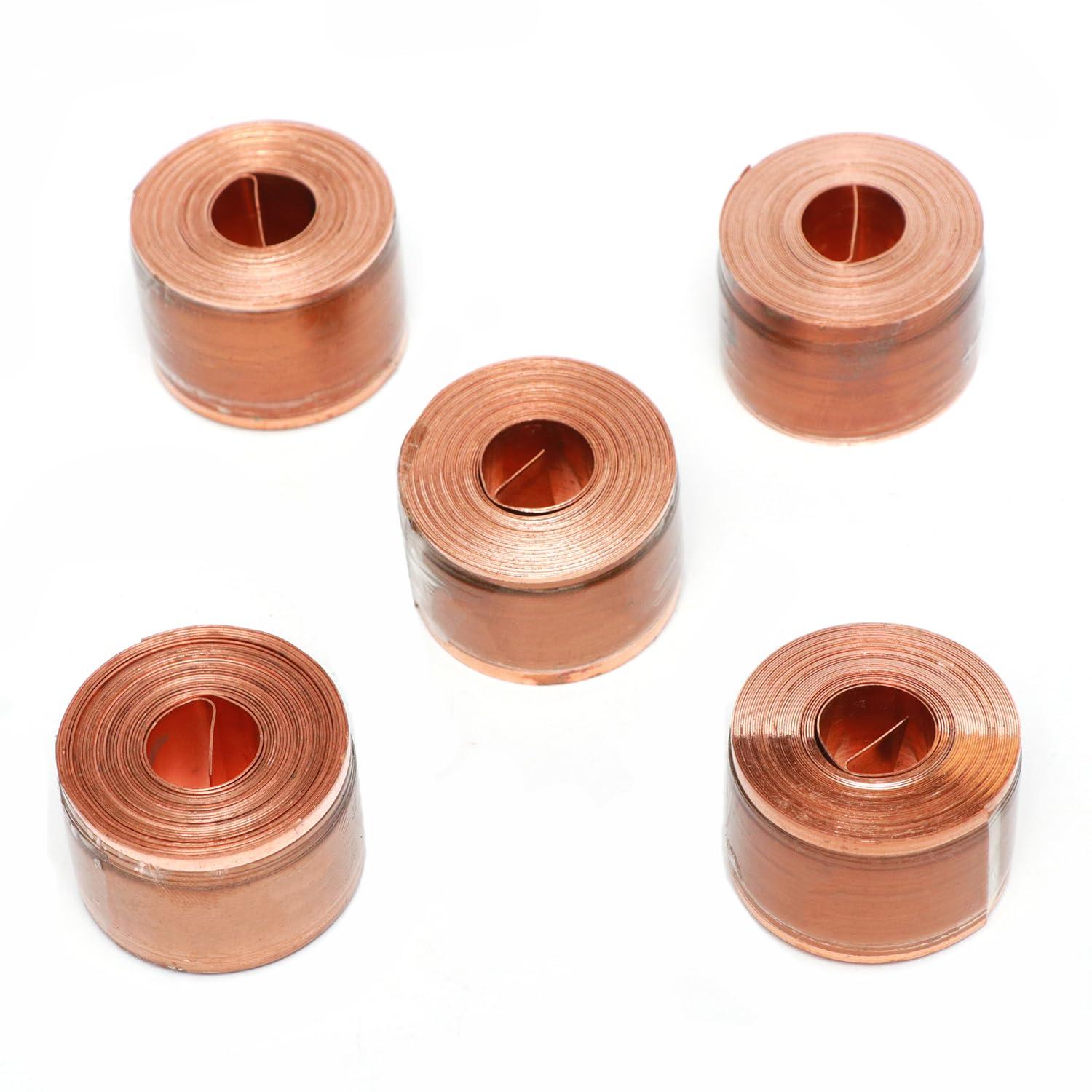 K.V ETERPRISES Vastu Copper Strip | Width- 1 Inch | Gauge- 0.3mm | Length- 8 Feet Approx | Zone Balancing |Toilet Correction | Main Entrance | Strip Remedy | Pack of 5