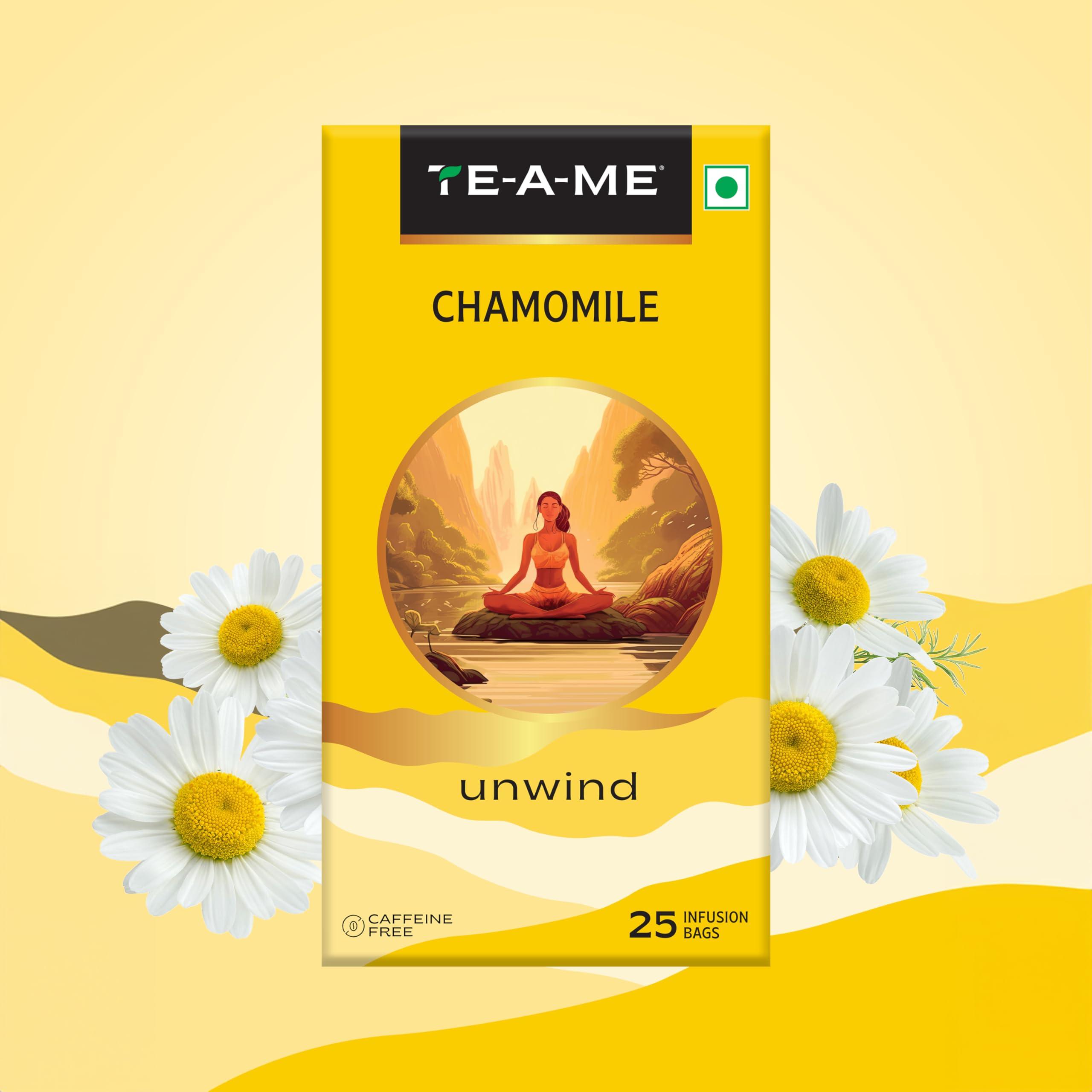 TE-A-ME TE-A-ME Chamomile Tea, 100 Tea Bags (4 Boxes x 25 Tea Bags = 100 Tea Bags) | Chamomile Tea | Herbal Tea | Chamomile Tea Bags | Chamomile Tea for Sleep | Chamomile | Herbal Tea Bags | Flower Tea