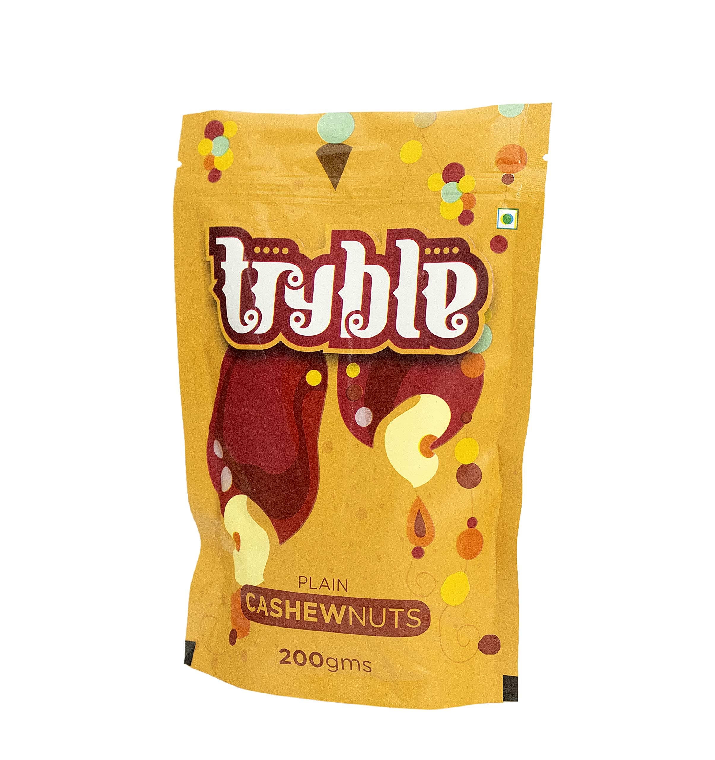 tryble Tryble Plain Cashew | Kaju | W320 Grade Whole Cashews 200 g | Nutritious, Delicious & Crunchy Kaju | Tasty Sweet Cashews for Snacking