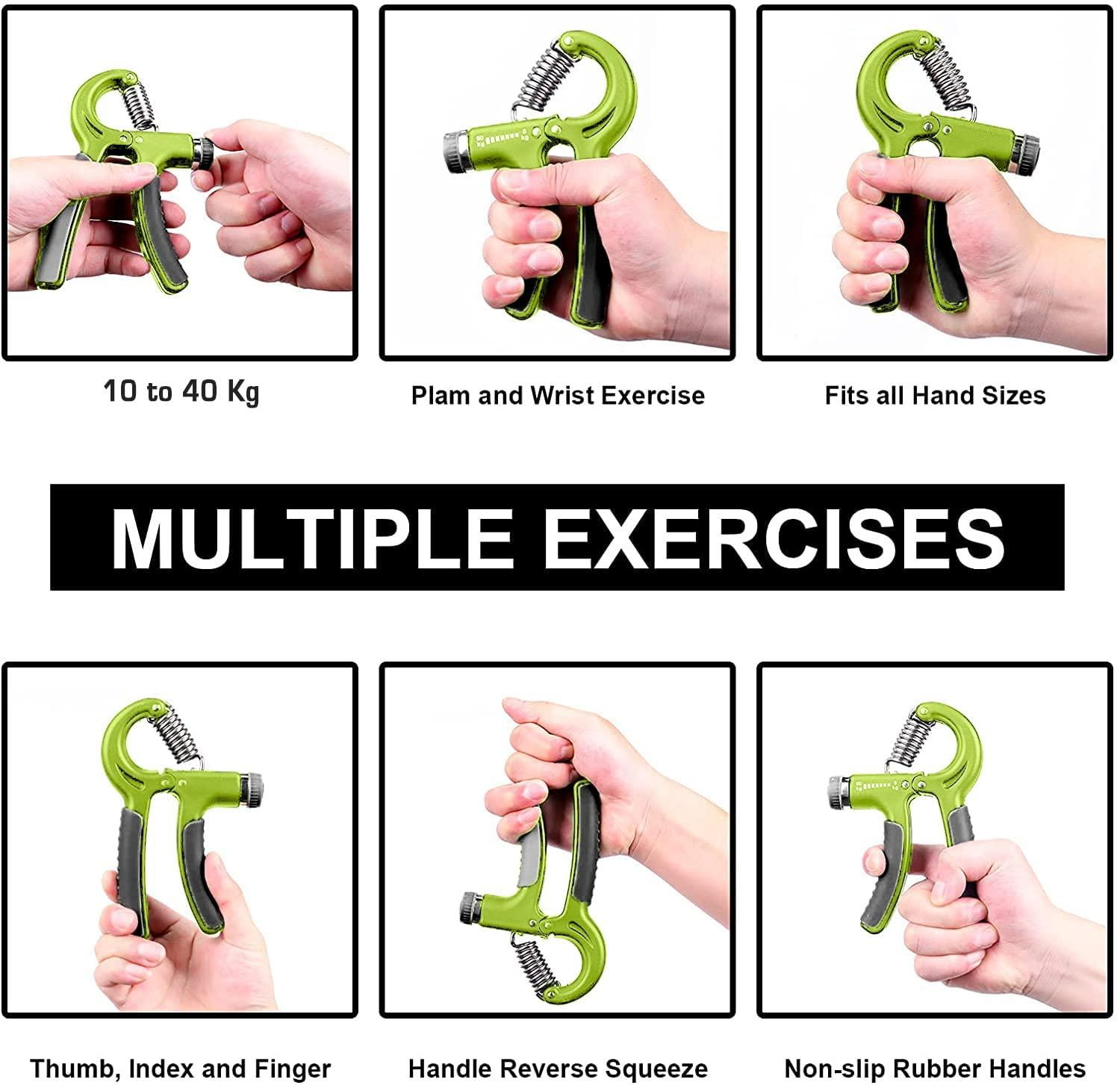 SQIN SQIN Adjustable Spring Hand Exerciser (5 to 60 Kg) Finger Exerciser Hand Grip Strengthener for Men & Women (Pack of 1, Random Colors)