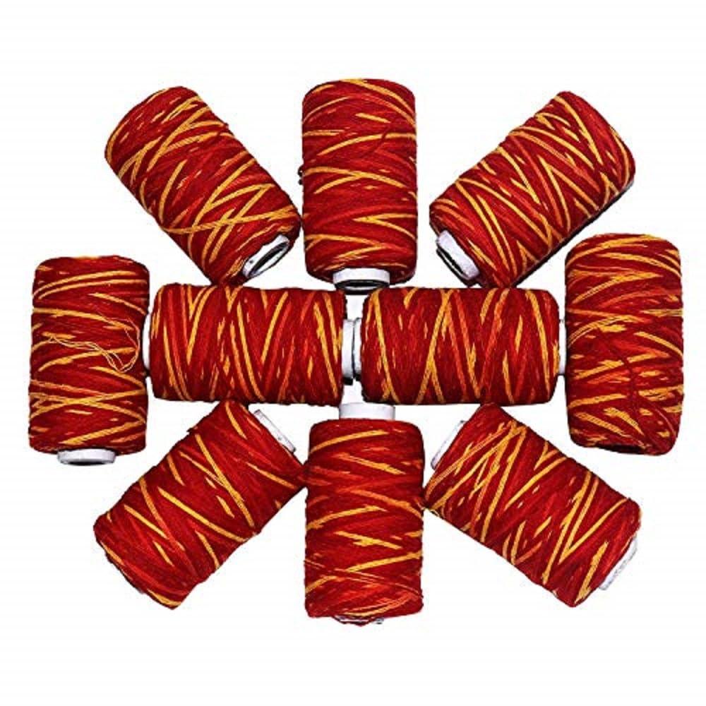 Generic SkyWins Kalawa Raksha Sutra Dhaga 100% Cotton Saced Thread Mota Dhaga Moli Thread || Kalawa for Pooja Mauli Red and Yellow Sacred Thread Puja Kalawa for Hand (Pack of 2 Pieces) || Made in India sw1