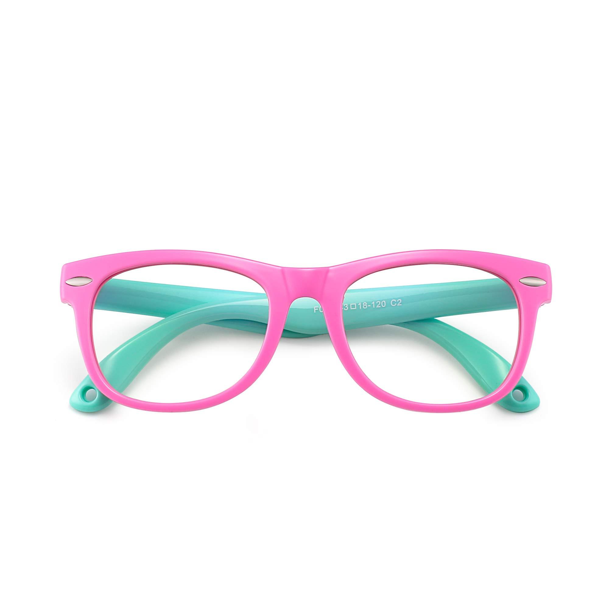 JM JM Anti Blue Light Blocking Glasses for Girls Computer Screen Protector Light Anti Eye Strain Glasses Pink Frame Green Temple