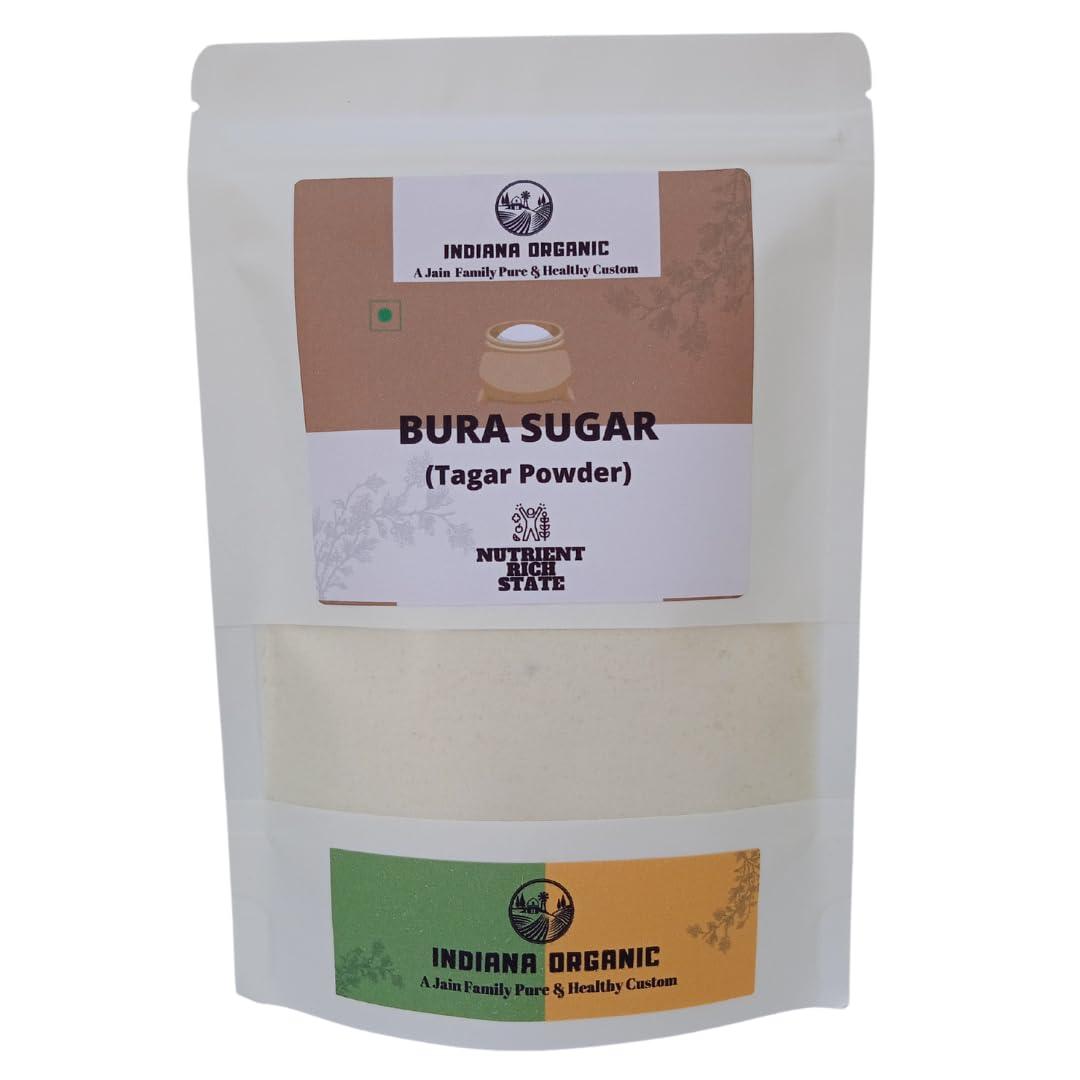 INDIANA ORGANIC Indiana Organic Bura Sugar, Tagar Powder, Jaipur style Authentic bUra - 400 Grams