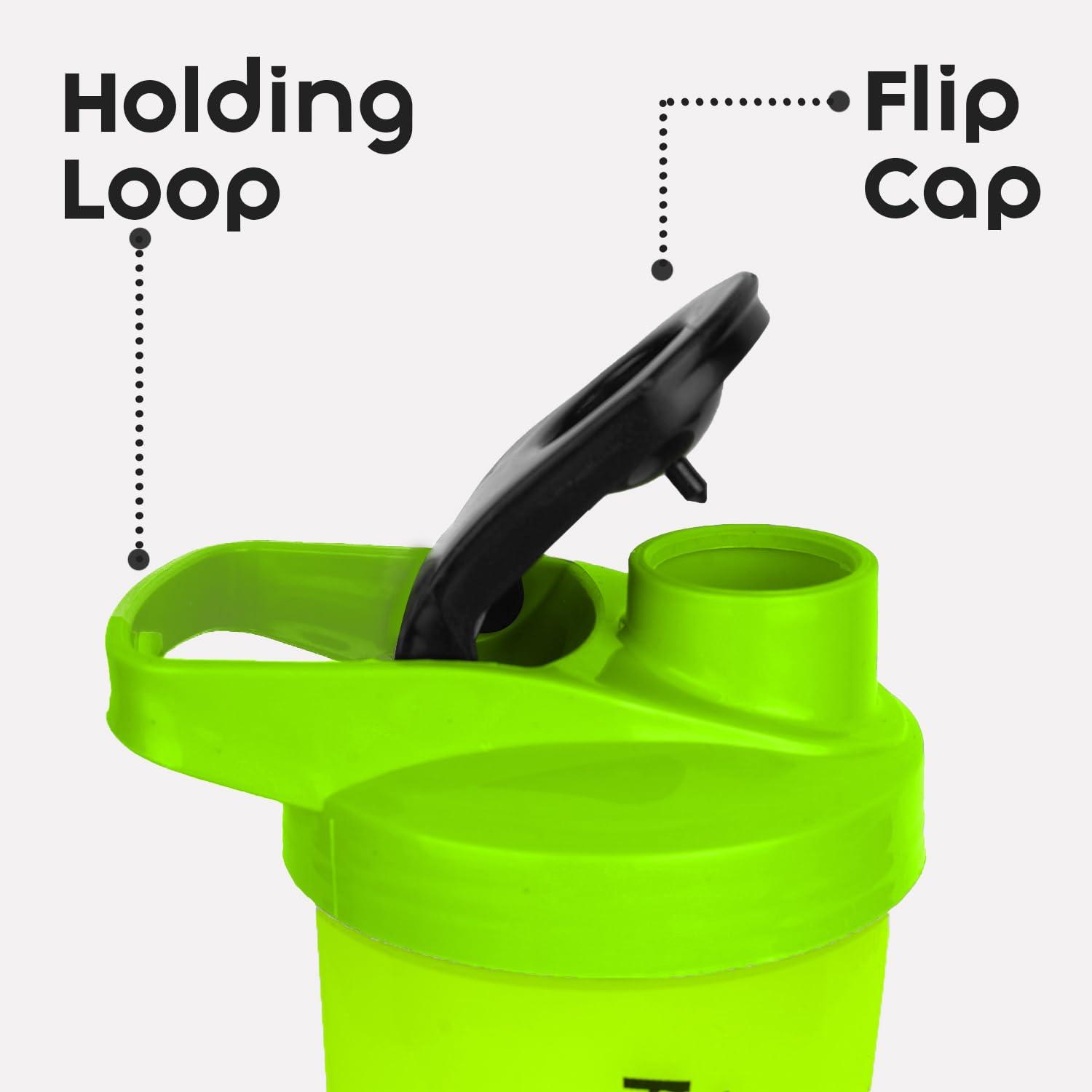 FAIR FOOD FAIR FOOD 700ml BPA Free Transparent Gym Shaker Bottle for Protein Shakes with Mixer Ball and Leak-Resistant Design (Green & Green)